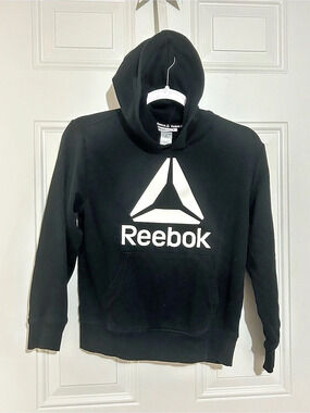 Reebok Logo Hoodie in Black & White Size Medium Like New